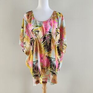 H&M Shirt Womens 10 Tropical Beach Vacation Flowy Resort Paradise Oversize Top
